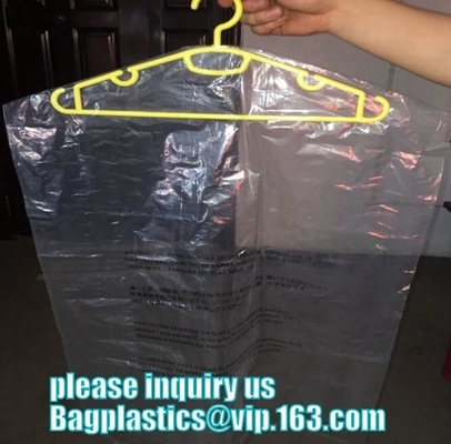 Ropa que embala el bolso plástico a prueba de polvo del lavadero de la limpieza en seco de la anchura de los 60cm, bolsos polivinílicos de encargo de la limpieza en seco para el plástico de la ropa