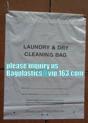 bolso plástico polivinílico modificado para requisitos particulares biodegradable del lavadero del hotel del lazo, ropa de empaquetado del hotel para la bolsa de plástico del lavadero