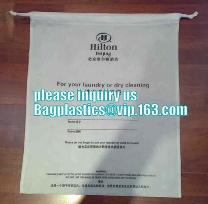 bolso plástico polivinílico modificado para requisitos particulares biodegradable del lavadero del hotel del lazo, ropa de empaquetado del hotel para la bolsa de plástico del lavadero