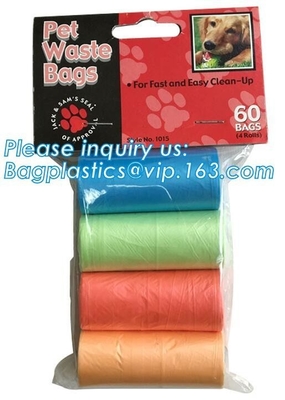 bolsos biodegradables del impulso del perro/bolsos de la basura del perro con el dispensador, bolsos de la basura del perro con el bolso de la basura del dispensador y del clip/del animal doméstico del correo