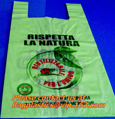 El 100% biodegradable y abonable, bolsos de la camiseta, EN13432 certificado, bolsos verdes, bio bolso