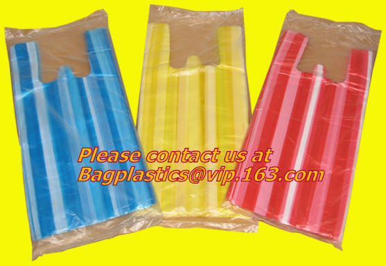 La bolsa de plástico polivinílica del portador barato del chaleco, bolso de la camiseta hizo en colores de la impresión 7 de China 2 lados