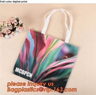 bolso promocional de la lona de la moda de la bolsa de asas de la lona 12oz, vagos de encargo impresos digitales del algodón del bolso de la lona de la bolsa de asas del algodón que hacen compras