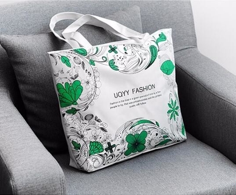 La lona de encargo de China Logo Promotion Zipper Grocery Shopping 8OZ compone a Tote Cotton Bag, impresión de encargo de la pantalla de 350X400M M