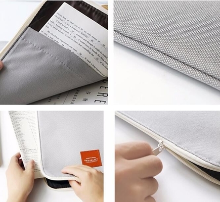 Bolso modificado para requisitos particulares almuerzo de la lona del fichero de la cremallera del color del totalizador del OEM que hace compras, totalizador colgante promocional reciclado del fichero del bolso del algodón de la lona
