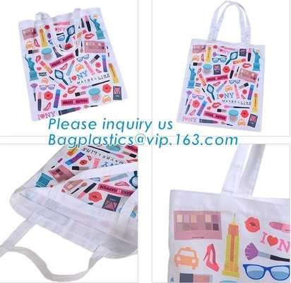 Lona de encargo promocional Tote Bag, lazo Backpa de Logo Printed Organic Calico Cotton del tamaño enorme del algodón del regalo de la promoción