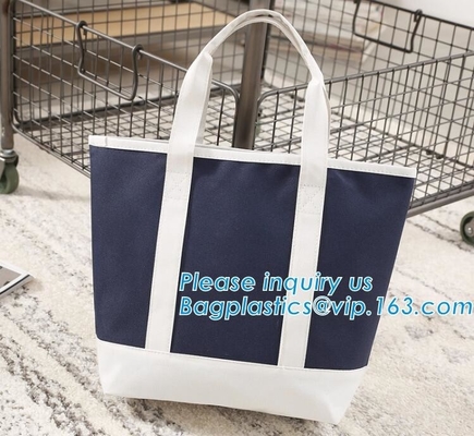 Bolso revestido barato en línea promocional de alta calidad de la lona de algodón del espacio en blanco del bolso del algodón que hace compras, bolso de la yoga con el bolsillo grande en b
