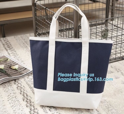 Bolso revestido barato en línea promocional de alta calidad de la lona de algodón del espacio en blanco del bolso del algodón que hace compras, bolso de la yoga con el bolsillo grande en b