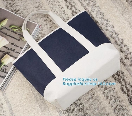 Bolso revestido barato en línea promocional de alta calidad de la lona de algodón del espacio en blanco del bolso del algodón que hace compras, bolso de la yoga con el bolsillo grande en b