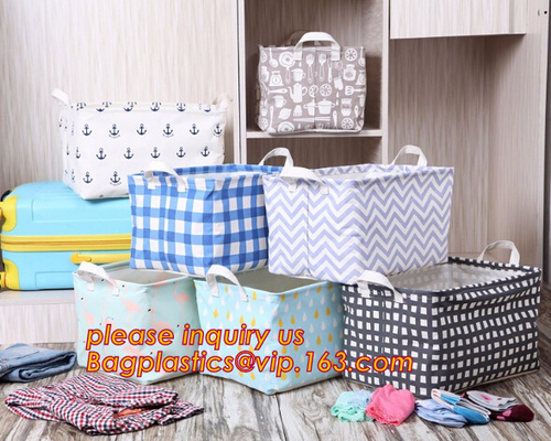 Cesta de lavadero de encargo de Mini Folding Collapsible Storage Canvas, cesta del almacenamiento del plegamiento de la lona del almacenamiento del juguete del bebé, bagease