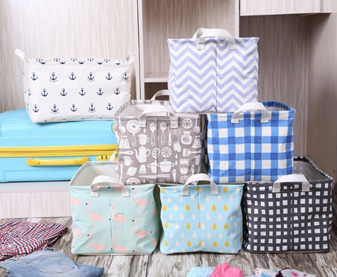 Cesta de lavadero de encargo de Mini Folding Collapsible Storage Canvas, cesta del almacenamiento del plegamiento de la lona del almacenamiento del juguete del bebé, bagease