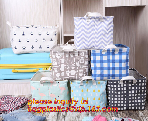 Cesta de lavadero de encargo de Mini Folding Collapsible Storage Canvas, cesta del almacenamiento del plegamiento de la lona del almacenamiento del juguete del bebé, bagease