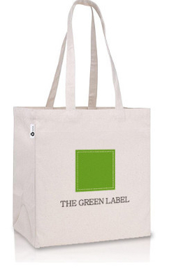 La bolsa de asas de ultramarinos orgánica del algodón, totalizador del ultramarinos de dos tonos, totalizador reciclado del ultramarinos del algodón, aduana del bolso de lazo de la lona con el registro
