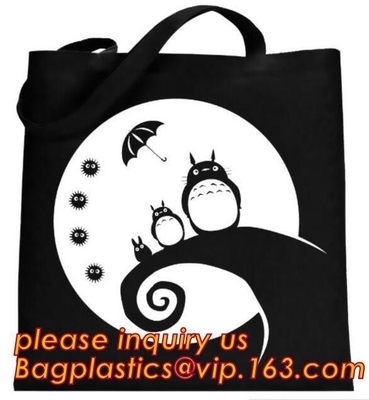 La aduana amistosa de Eco imprimió el bolso de la manija del algodón que hacía compras con la impresión del logotipo, promoción larga pac del bolso de compras de la promoción de la manija