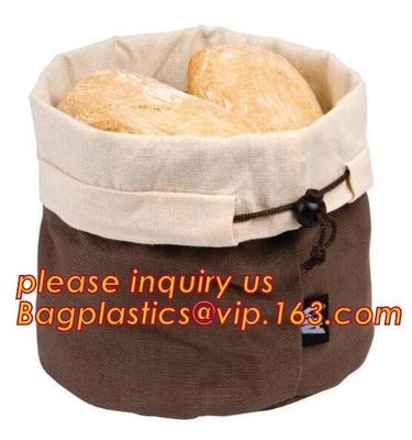 Forme a Logo Printed Cotton Bread Bag, bolso 100%, lazo del pan del algodón del eco de la calidad del bolso del pan de la franela de algodón, comida de la panadería