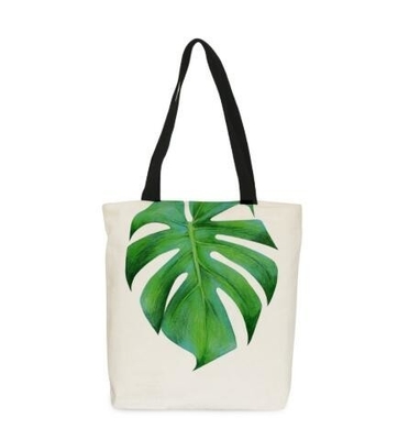 El material de algodón y la bolsa de asas que hace compras manejada de la raya de la lona de algodón del estilo con las correas de cuero, manejan compras grandes del algodón