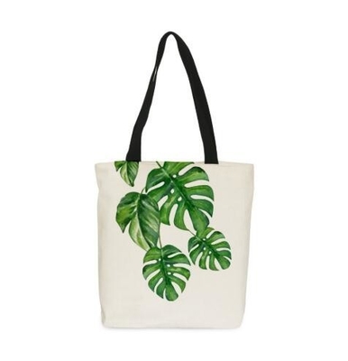 El material de algodón y la bolsa de asas que hace compras manejada de la raya de la lona de algodón del estilo con las correas de cuero, manejan compras grandes del algodón