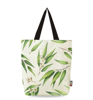 Bolso de la manija de Art Summer Cotton Canvas Beach de la historieta de la promoción, lona de algodón Tote Shoulder Leather Handle Bags con aduana