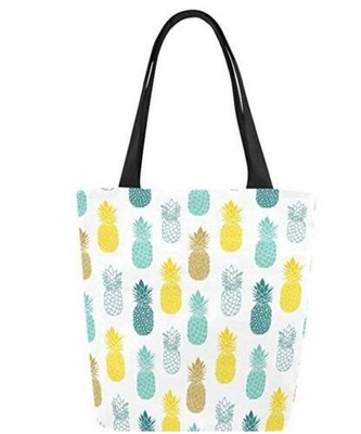 La lona de algodón llana blanca y negra al por mayor maneja la bolsa de asas negra de la lona, bolso natural en blanco de la lona de algodón sin logotipo