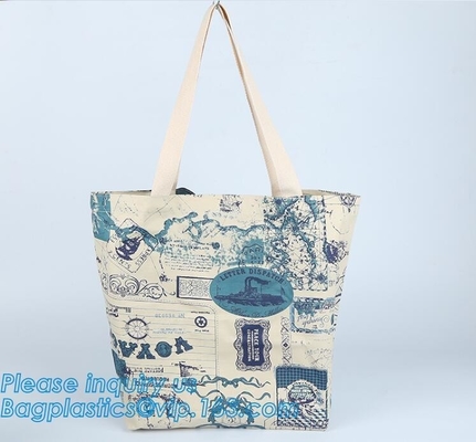 bolso del algodón, material de algodón y bolso manejado del algodón del estilo, bolso de compras del totalizador de la manija del algodón con el paquete del bagease de la impresión del logotipo