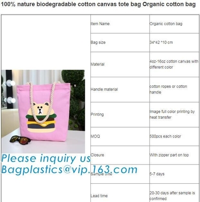 Bolso reutilizable de la lona de Tote Shopping Bag Grocery Shoulder del algodón de la manija, handl modificado para requisitos particulares de la bolsa de asas de la lona de algodón del diseño de largo
