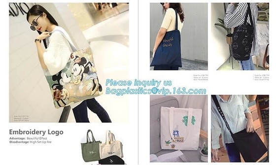 El algodón manejado natural Tote Bag For Packaging de la muselina, manejó el bolso del algodón de las compras del estilo, bagease de encargo del bolso del algodón del eco
