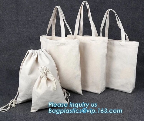 La bolsa de asas de compras del bolso de la manija del algodón con la impresión de encargo, enceró canva en blanco orgánico estándar del algodón de la manija de la cuerda del tamaño 12oz