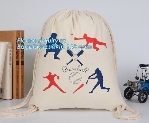 El algodón orgánico contrató el bolso del gimnasio del lazo del algodón del almacenamiento, bolso de lazo amistoso del algodón de Eco pequeño con el logotipo de encargo de