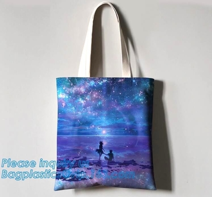 bolso de compras orgánico de la manija del algodón del 100%, bagease largo de encargo del bolso del algodón del logotipo de la impresión de la manija del totalizador de la moda de la lona de 06-12 onza