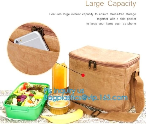 El tyvek amistoso de encargo de Eco almuerza el bolso aislado bolso del refrigerador, bolso aislado de papel de la fiambrera del papel de aluminio de Kraft del tyvek con sn