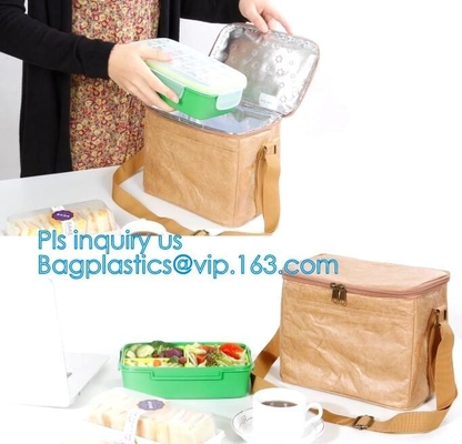 El tyvek amistoso de encargo de Eco almuerza el bolso aislado bolso del refrigerador, bolso aislado de papel de la fiambrera del papel de aluminio de Kraft del tyvek con sn