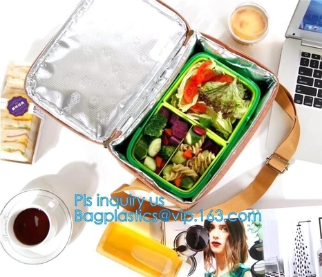 El tyvek amistoso de encargo de Eco almuerza el bolso aislado bolso del refrigerador, bolso aislado de papel de la fiambrera del papel de aluminio de Kraft del tyvek con sn