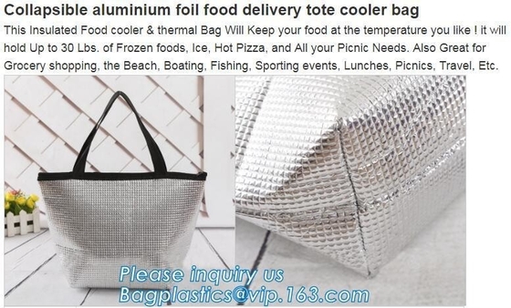 bolsos más frescos del paño del aislamiento de la bolsa de hielo del almuerzo del bolso de la fiambrera del bolso de la bolsa de hielo para llevar de la capacidad grande, productos promocionales arriba