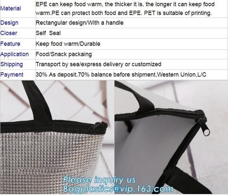 bolsos más frescos del paño del aislamiento de la bolsa de hielo del almuerzo del bolso de la fiambrera del bolso de la bolsa de hielo para llevar de la capacidad grande, productos promocionales arriba