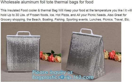 bolsos más frescos del paño del aislamiento de la bolsa de hielo del almuerzo del bolso de la fiambrera del bolso de la bolsa de hielo para llevar de la capacidad grande, productos promocionales arriba
