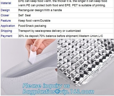 Un bolso más fresco de aluminio del papel de aislamiento térmico del material del refrigerador del bolso del foPromotional 420D del poliéster de la comida campestre reutilizable del aislamiento