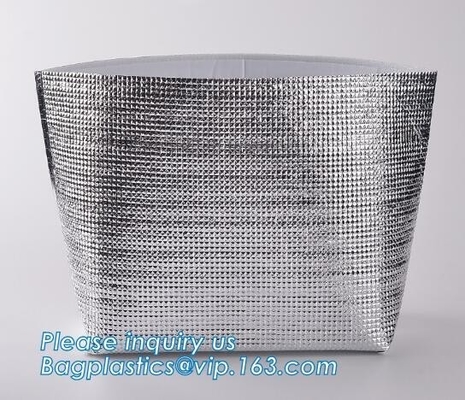 Un bolso más fresco de aluminio del papel de aislamiento térmico del material del refrigerador del bolso del foPromotional 420D del poliéster de la comida campestre reutilizable del aislamiento