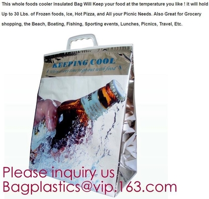 El papel de aluminio aisló bolsos más frescos impermeabiliza el bolso termal plegable del almuerzo, aislamiento térmico Zip-Lock de la manija del ultramarinos fresco