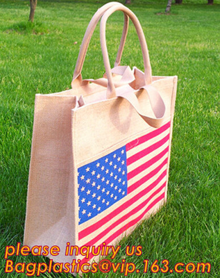 Barato natural recicle a Carry Jute Shopping Bags Manufacturer plegable, bolso minúsculo respetuoso del medio ambiente del regalo del yute, modifican el bolso del yute para requisitos particulares