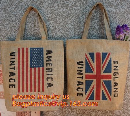 Barato natural recicle a Carry Jute Shopping Bags Manufacturer plegable, bolso minúsculo respetuoso del medio ambiente del regalo del yute, modifican el bolso del yute para requisitos particulares