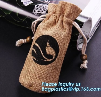 Bolso de empaquetado barato de encargo de la bolsa del yute de la arpillera del lazo del regalo del favor que se casa, bolso de compras de la arpillera del bolso del yute del lazo nuevo s