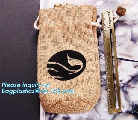 Bolso de empaquetado barato de encargo de la bolsa del yute de la arpillera del lazo del regalo del favor que se casa, bolso de compras de la arpillera del bolso del yute del lazo nuevo s