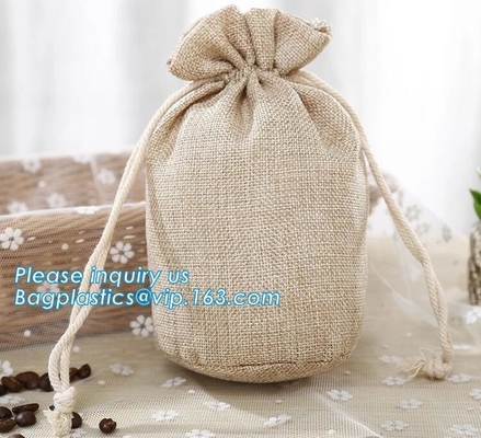 Bolso de empaquetado barato de encargo de la bolsa del yute de la arpillera del lazo del regalo del favor que se casa, bolso de compras de la arpillera del bolso del yute del lazo nuevo s