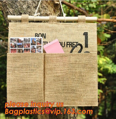 bolso del carro del organizador del almacenamiento del tapiz de la tela de la lona de Natural Jute del fabricante, almacenamiento del bolsillo del tapiz organizar