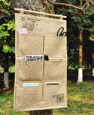 bolso del carro del organizador del almacenamiento del tapiz de la tela de la lona de Natural Jute del fabricante, almacenamiento del bolsillo del tapiz organizar