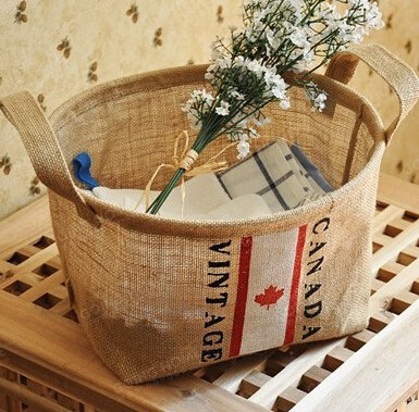 Organizador durable amistoso plegable Basket, algodón Lin del almacenamiento del yute de Eco de las ventas del Amazonas del hogar caliente de la moda de la capacidad grande