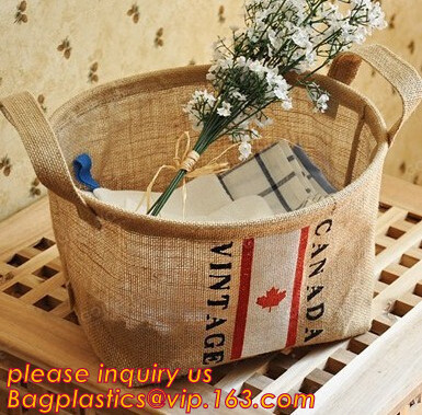 Organizador durable amistoso plegable Basket, algodón Lin del almacenamiento del yute de Eco de las ventas del Amazonas del hogar caliente de la moda de la capacidad grande