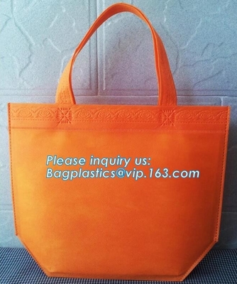 bolso no tejido al por mayor de la moda los 38*42*10cm 80gsm el 100% pp con la manija, el escudete y la parte inferior, Logo Printed de encargo promocional