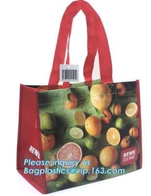 El polipropileno promocional de encargo de la tela del totalizador de las compras del vino laminó el bolso no tejido de los pp, oro impermeable que hacía compras de encargo L