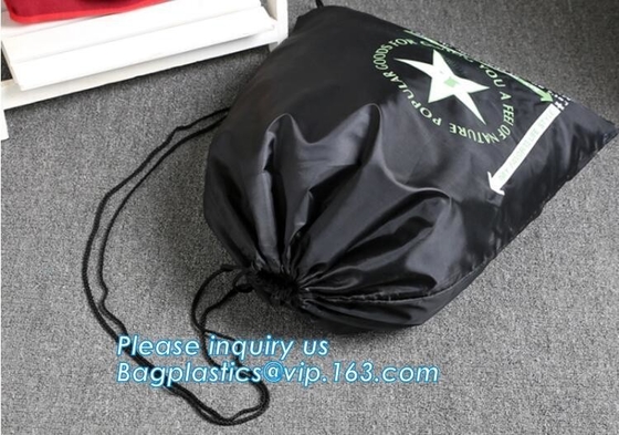 Bolso de lazo del algodón de la lona de la promoción, Mini Nylon Polyester Drawstring Bag impermeable, vagos del lazo del poliéster 190T/210d